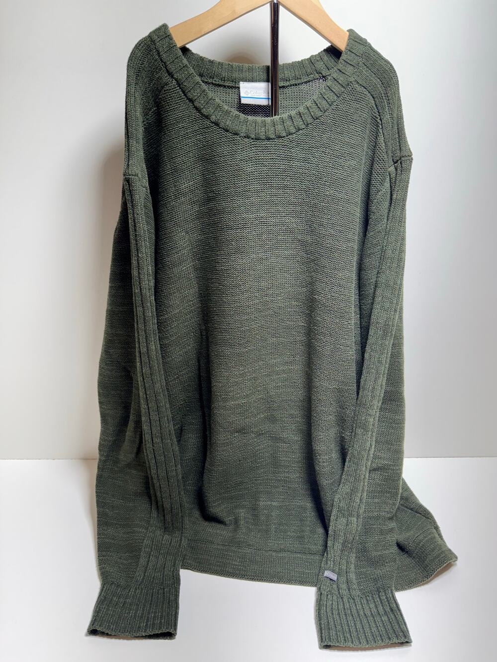 Columbia Fishermen Cable Knit Crewneck Sweater Men’s XL Green Outdoors